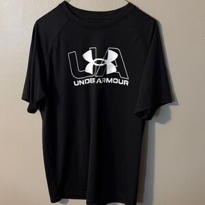 Under Armour Yourh Black Tee with White Logo